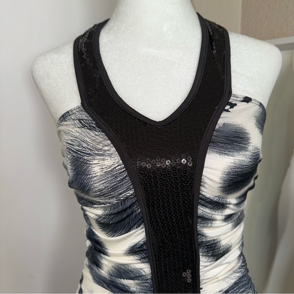 Papaya Y2K animal print and sequin ruched Dress stretchy size Medium - Picture 2 of 6